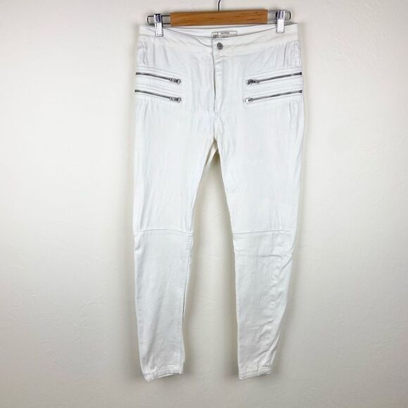 Free People Slim Moto Zipper Jeans - White - Picture 1 of 7